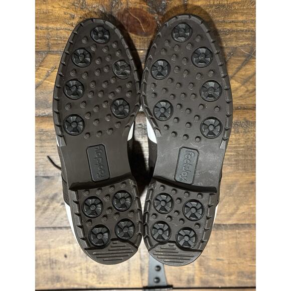 FJ FootJoy DryJoys Golf Shoes Mens Size 9.5M White Brown Leather Classic 53713 - Picture 3 of 9